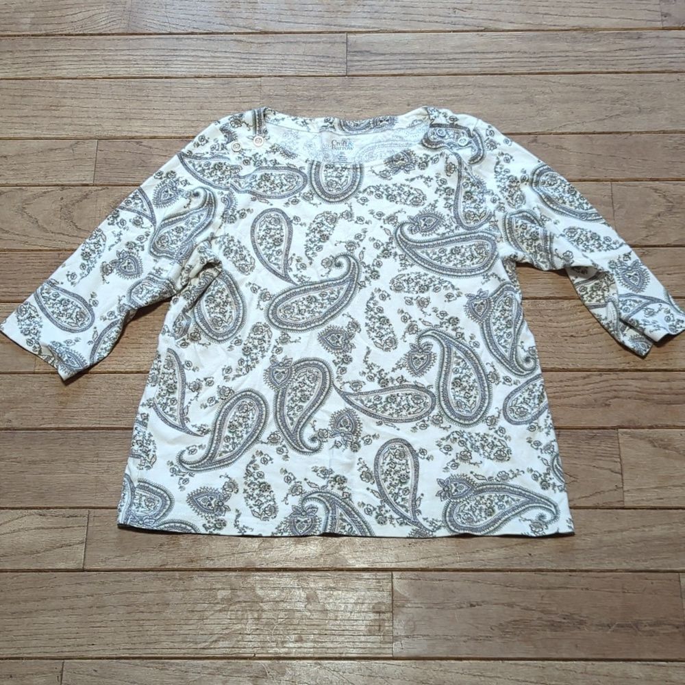 Women's Croft & Barrow white paisley print blouse size XXL
